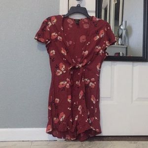 Red flowered romper